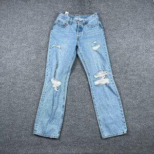 Levis 501 Jeans Adult Size 28x31 (Tag 26x32) Distressed Blue Button Fly Womens
